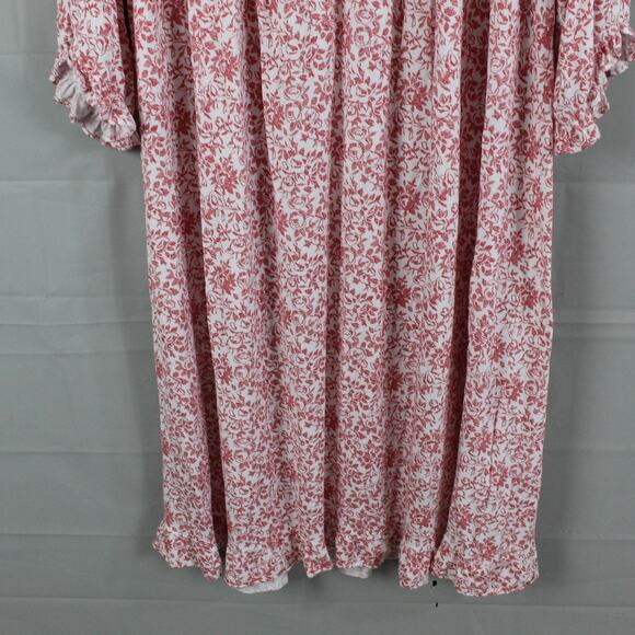 Eileen West Medium White Red Floral Lace Maxi Long Sleeve Nightgown Cottagecore - Picture 4 of 10